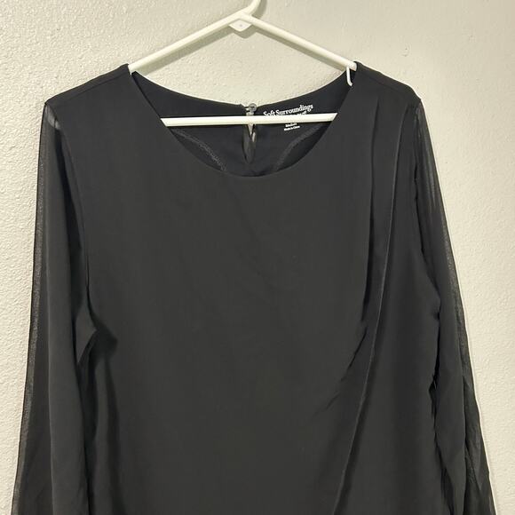 Soft Surroundings Blouse Women Medium Black Belvedere Tunic Sheer Sleeve - Picture 3 of 10